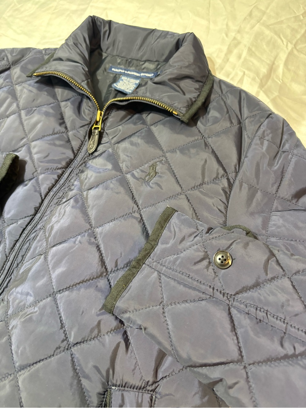 Ralph Lauren Sport Jacket Womens Medium Navy Blue Insulated Full Zip Puffer